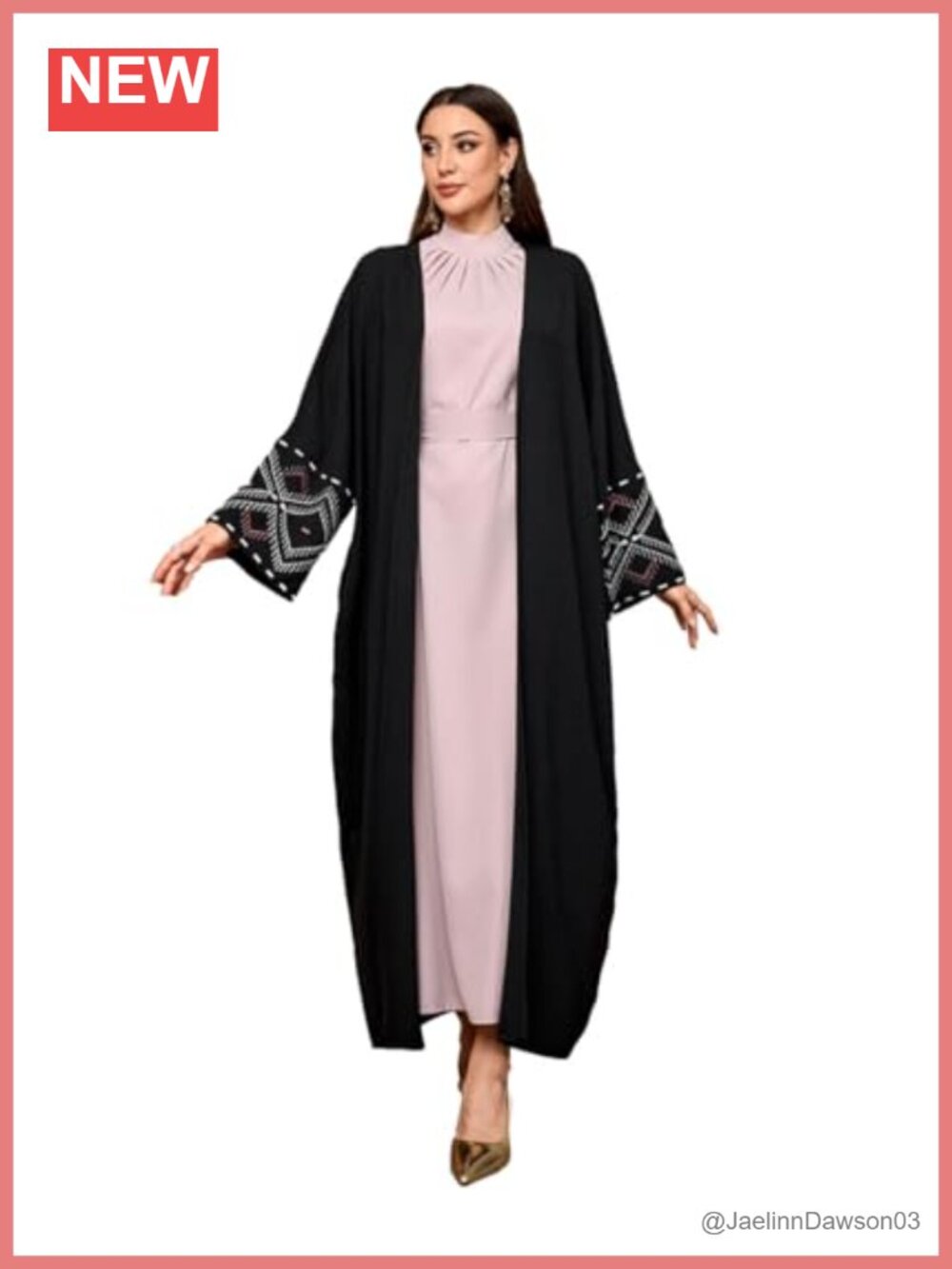 Women's Ethnic Embroidery Muslim Abaya Open Kimono Cardigan Jalabiya